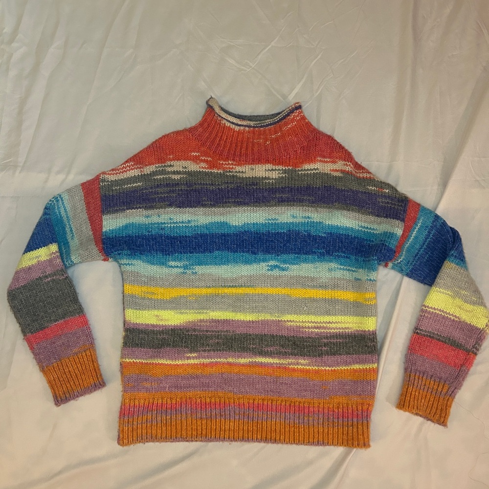 Colorful turtleneck knit sweater